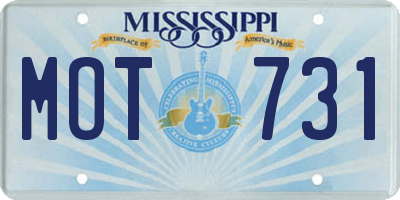 MS license plate MOT731