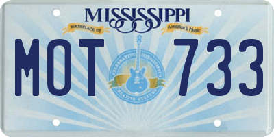 MS license plate MOT733