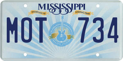MS license plate MOT734