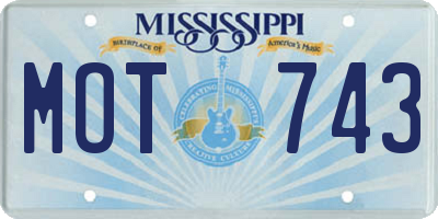 MS license plate MOT743