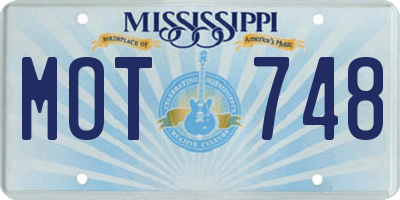 MS license plate MOT748