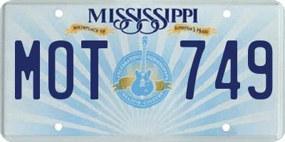 MS license plate MOT749