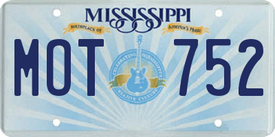 MS license plate MOT752