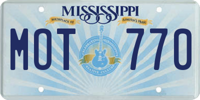 MS license plate MOT770