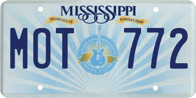 MS license plate MOT772
