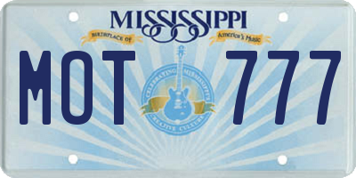 MS license plate MOT777