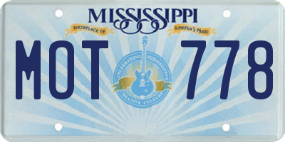 MS license plate MOT778