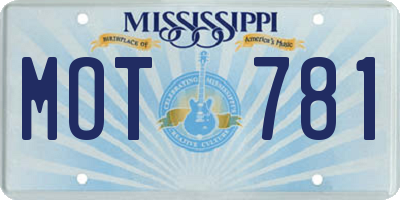 MS license plate MOT781