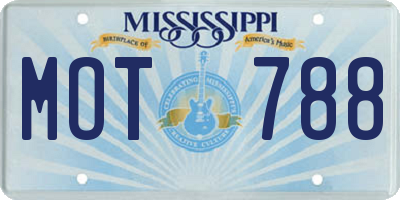 MS license plate MOT788