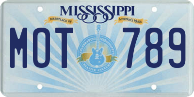 MS license plate MOT789