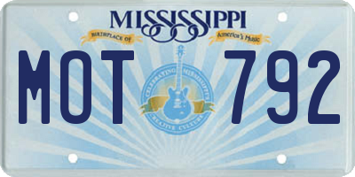 MS license plate MOT792