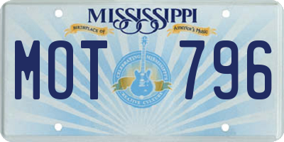 MS license plate MOT796