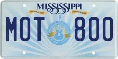 MS license plate MOT800