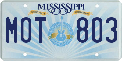 MS license plate MOT803