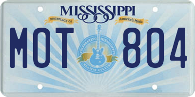 MS license plate MOT804