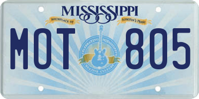 MS license plate MOT805