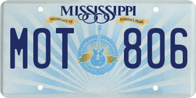 MS license plate MOT806