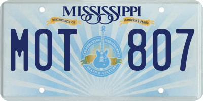 MS license plate MOT807