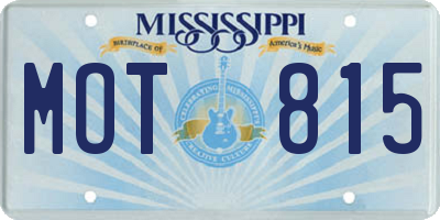 MS license plate MOT815