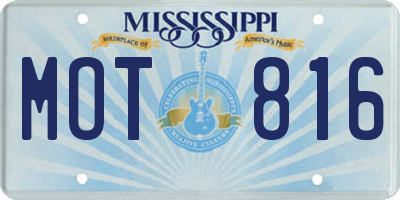 MS license plate MOT816