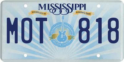 MS license plate MOT818