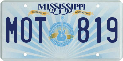 MS license plate MOT819