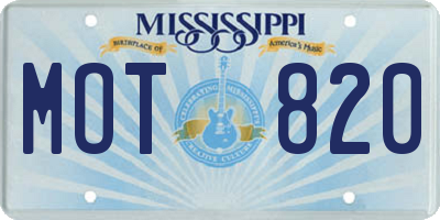 MS license plate MOT820