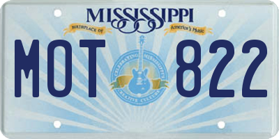 MS license plate MOT822