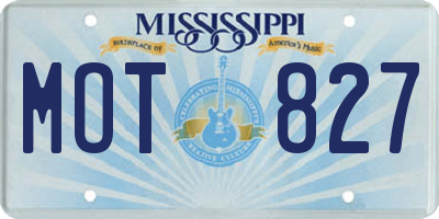 MS license plate MOT827