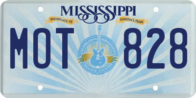 MS license plate MOT828