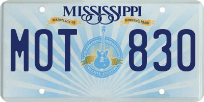 MS license plate MOT830