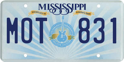 MS license plate MOT831