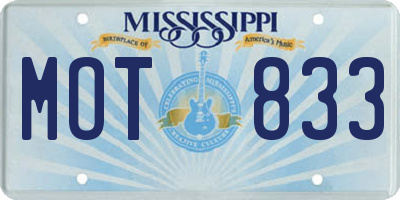 MS license plate MOT833
