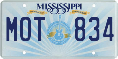 MS license plate MOT834