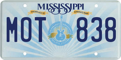 MS license plate MOT838