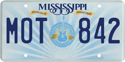 MS license plate MOT842
