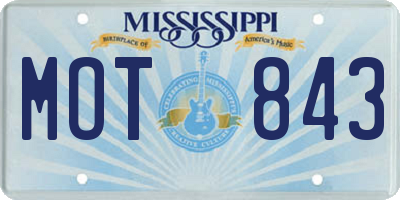 MS license plate MOT843