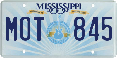 MS license plate MOT845
