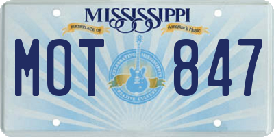 MS license plate MOT847
