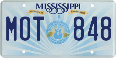 MS license plate MOT848