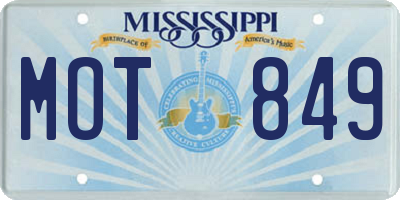 MS license plate MOT849