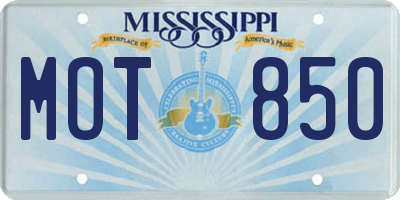 MS license plate MOT850
