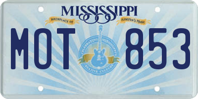 MS license plate MOT853