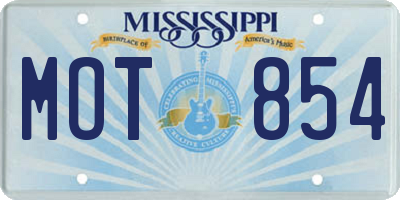 MS license plate MOT854