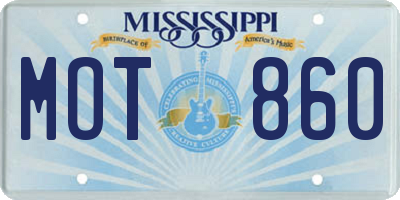 MS license plate MOT860