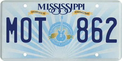 MS license plate MOT862