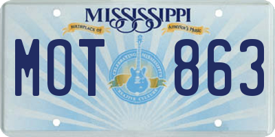 MS license plate MOT863