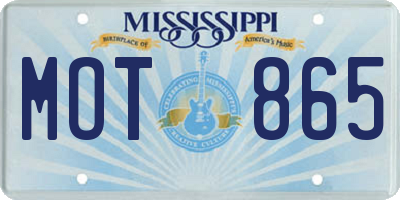 MS license plate MOT865