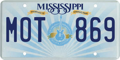MS license plate MOT869