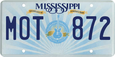 MS license plate MOT872